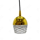 Pendente Elegante Em Vidro E Aço Dourado 10cmx14cm Mais Luz