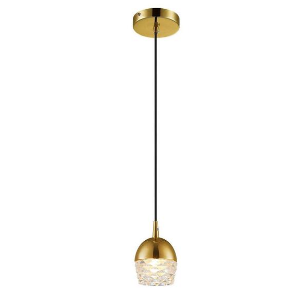 Pendente Elegante Em Vidro E Aço Dourado 10cmx14cm Mais Luz