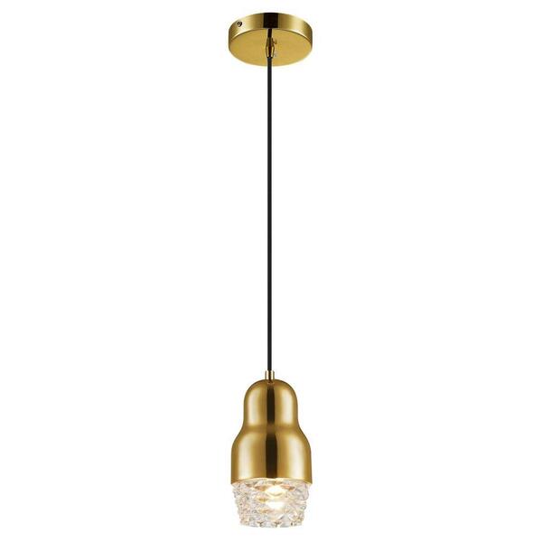 Pendente Elegante Em Vidro E Aço Dourado Mais Luz Bivolt
