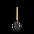 Pendente Eloa Zr136 Madeira Smoky Globo Vidro 15cm + G9 Bq St