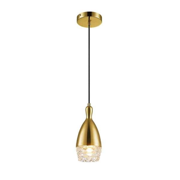 Pendente Em Aço Dourado E Vidro Transparente Mais Luz Bivolt