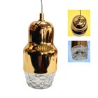 Pendente Em Led Dourada E Metal E Acrílico Formato Cristal