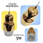 Pendente Em Led Dourada E Metal E Acrílico Formato Cristal