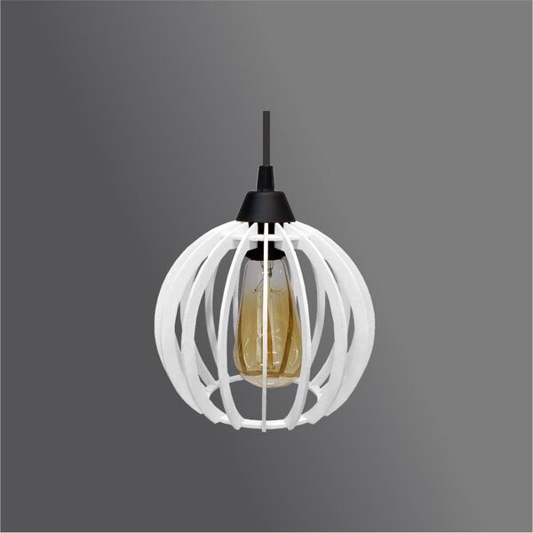 Pendente Em Madeira - Micro Ball Light - Branco