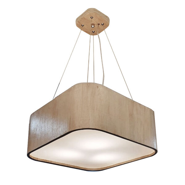 Pendente Em Madeira Quadrado Md-4373 35x35cm Lâmina Natural -