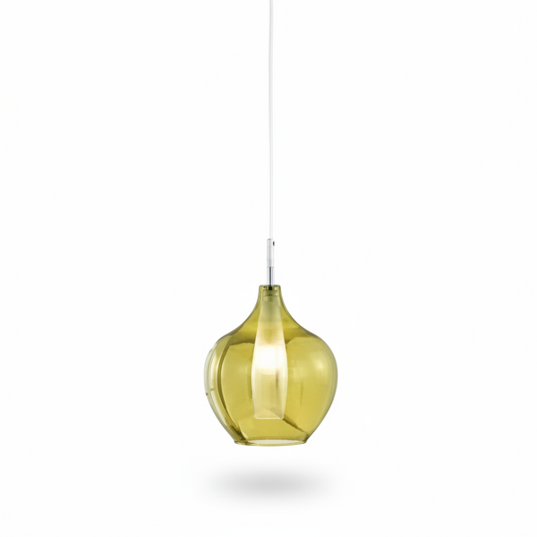 Pendente Em Vidro Translúcido Dourado E Interior Em Vidro Bra