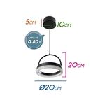 Pendente Emily Preto Anel Led Integrado 12w Ø20cm St1761