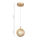 Pendente Esfera Cristal Bolhas Metal Dourado Led 7w 3000k Biv