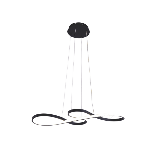 Pendente Espiral Metal Preto 75cm Led 47w 3 Em 1 Bivolt