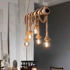 Pendente Estilo Rústico Bambu E Cordas P/ 6 Lâmpadas