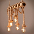Pendente Estilo Rústico Bambu E Cordas P/ 6 Lâmpadas