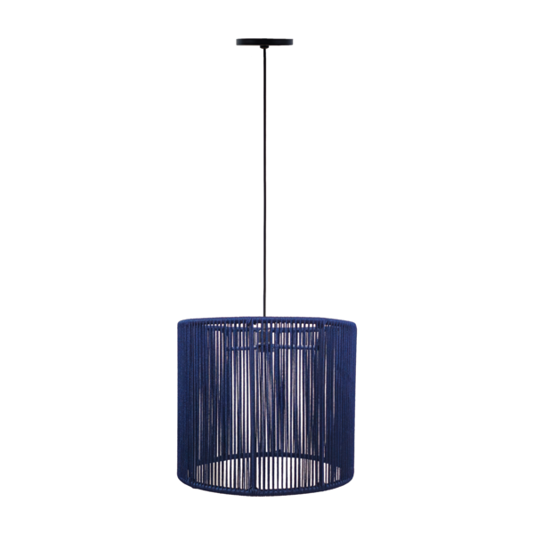 Pendente Externo Cilindro de Alumínio e Corda Náutica Azul Ibiza G Fibrarte