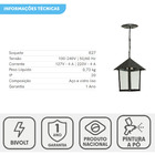 Pendente Externo Sextavado Vidro Liso Colonial Blumenau