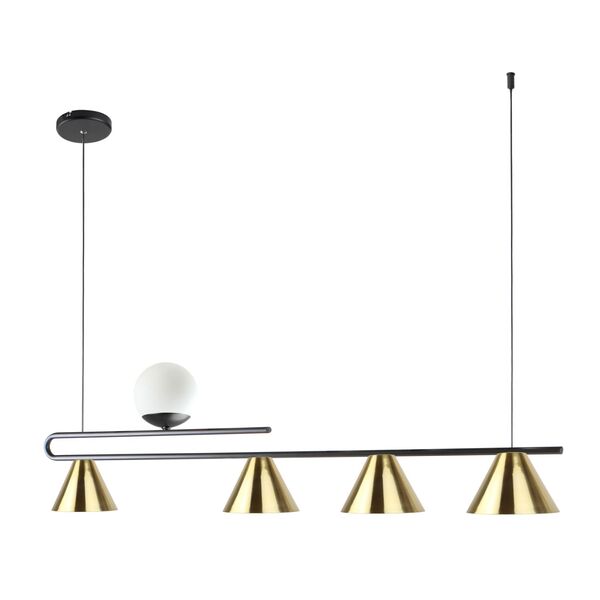 Pendente Filadelfia Preto / Dourado Lixado Globo Leitoso  Ref