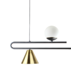 Pendente Filadelfia Preto / Dourado Lixado Globo Leitoso  Ref