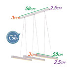 Pendente Fit 3 Led 16w 2200lm 725led 58x58x28cm Branco St1273