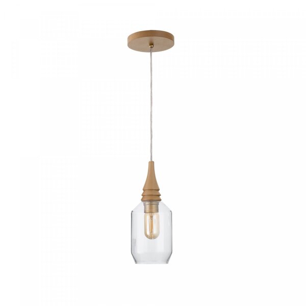 Pendente Flow Cilíndrico 1l Diam 12cm Madelustre Castanho E D