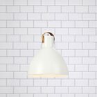 Pendente Gaia Em Metal Branco Fosco Com Detalhe Em Couro 1e27