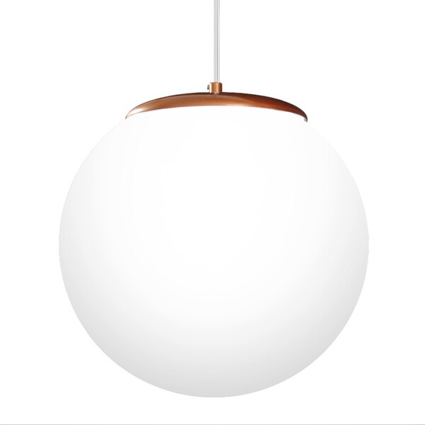 Pendente Glass Cobre Com Globo Branco Fosco Ø20cm Para 1 E27