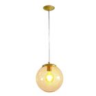 Pendente Glass Dourado Com Globo Âmbar Ø25cm E27 Bivolt