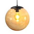 Pendente Glass Na Cor Preto Com Globo Âmbar Ø35cm Para 1 Lâmp
