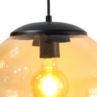 Pendente Glass Na Cor Preto Com Globo Âmbar Ø35cm Para 1 Lâmp