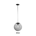 Pendente Glass Na Cor Preto Com Globo Âmbar Ø35cm Para 1 Lâmp