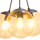Pendente Globb 3 Globos Preto Fosco Vidro Âmbar 3e27