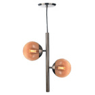 Pendente Globo Duo Grafite Vidro Ambar