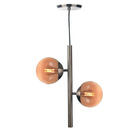 Pendente Globo Duo Grafite Vidro Ambar