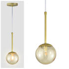 Pendente Globo Esfera De Vidro 12cm - Ouro - Vidro Âmbar