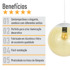 Pendente Globo Esfera De Vidro Âmbar 20cm - Branco