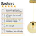 Pendente Globo Esfera De Vidro Âmbar 20cm - Ouro