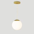 Pendente Globo Esfera De Vidro Branco Fosco 20cm - Ouro