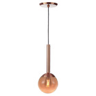 Pendente Globo Uno Rose Gold Vidro Ambar