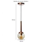 Pendente Globo Uno Rose Gold Vidro Ambar