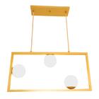 Pendente Golden Sun Quadro Dourado 3 Globos 10 Cm Branco Fosc