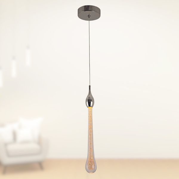 Pendente Gota Cristal Cromado 30cm Led 5w 3000k Bivolt