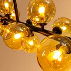 Pendente Grape Em Metal Preto E Vidro Ambar P/ Led G9 St1758