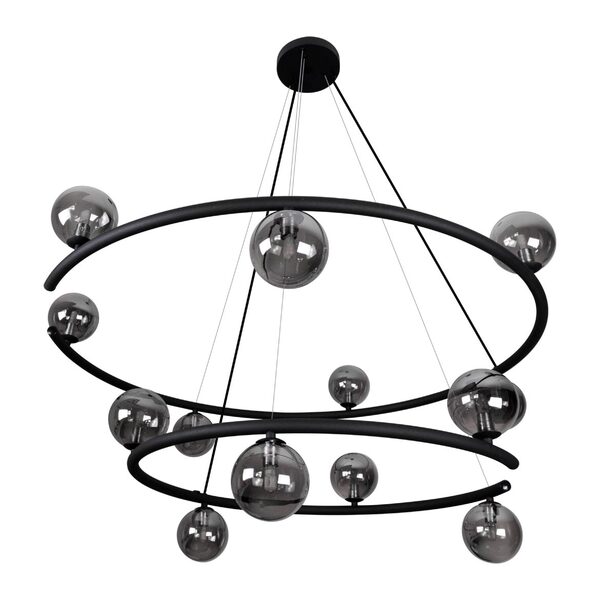 Pendente Grape Zr114- Sky Preto Globos Vidro + 13x G9 Bq Star