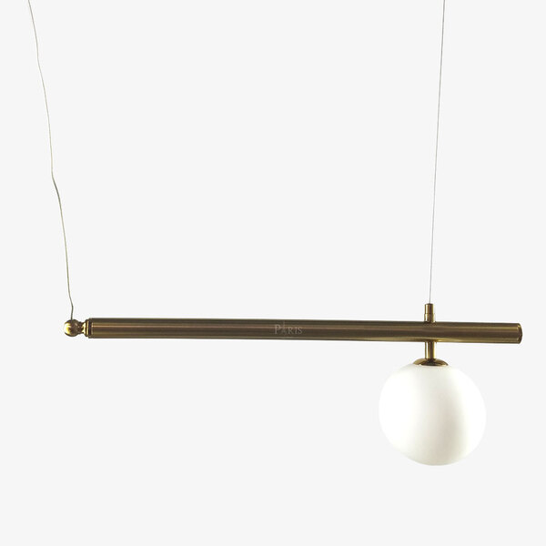 Pendente Haste Bronze Com Globo Branco 55cm 1g9