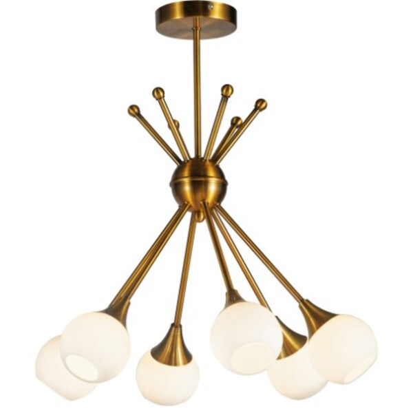 Pendente Hastes Dourado Com Cúpulas Brancas 50cm 6g9