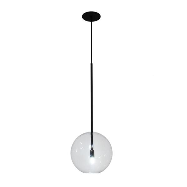 Pendente Higher Cor Preto Com Globo Transparente Para 1 G9