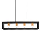 Pendente Hoke Na Cor Preto Com Acabamento Cobre Para 4 Lâmpad