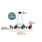 Pendente Ibira 100cm 6 Cupula Vidro + 6x G9 Bf Bella Hl011m S