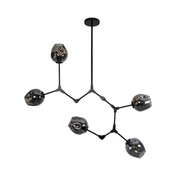 Pendente Ieda Smoky Cúpula Vidro Pt Idl011-sky Starlux + 5 Le