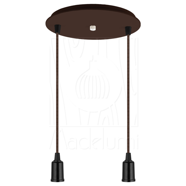 Pendente Industrial Cabo Tecido Duplo Cr Vintage Marrom