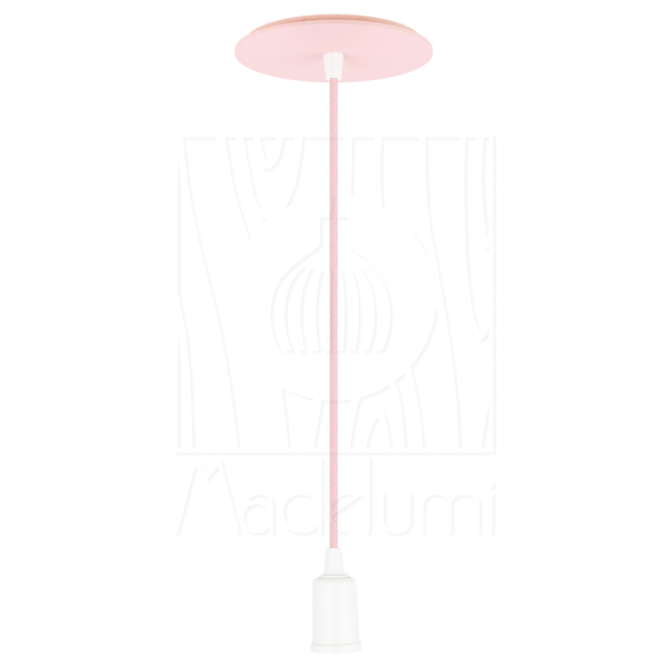 Pendente Industrial Cabo Tecido E27 Vintage Rosa Claro