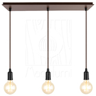 Pendente Industrial Cabo Tecido Triplo Cq E27 Vintage Marrom