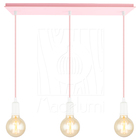 Pendente Industrial Cabo Tecido Triplo Cq Vintage Rosa Claro